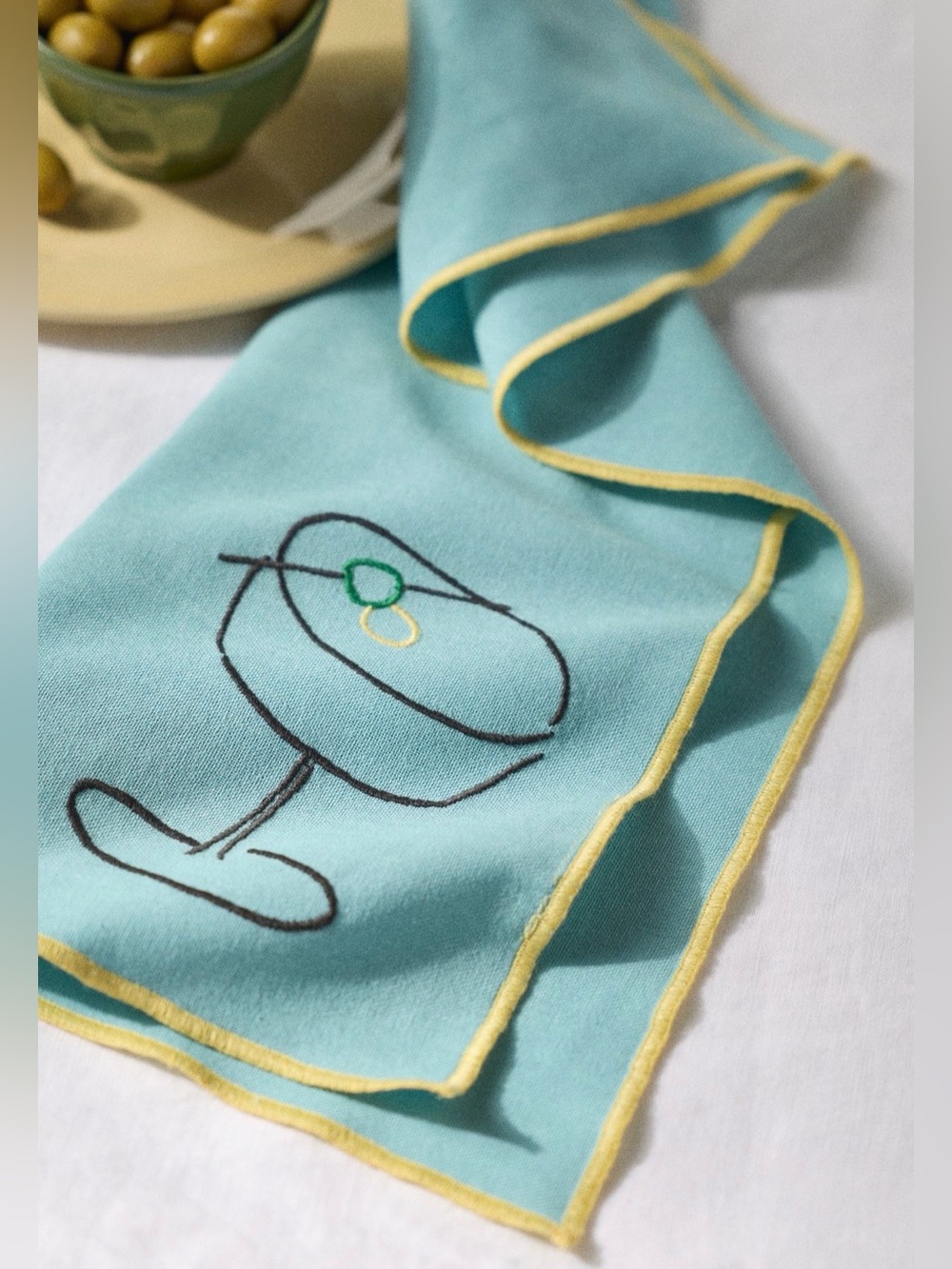 Phthalo Ruth Cotton Napkins, Set of 2 Embroidered Sky Anthropologie NWT